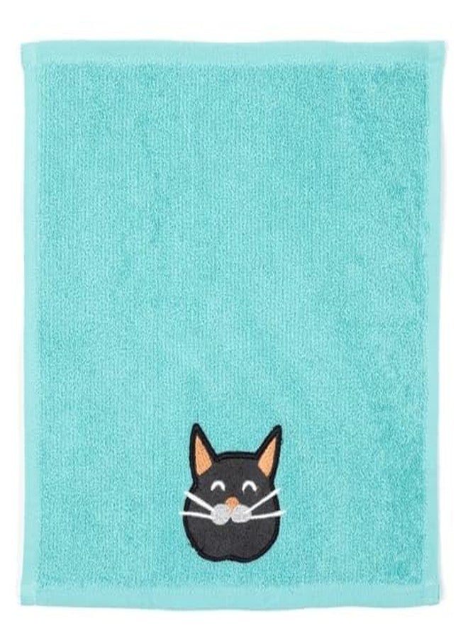 MUkitchen Cotton Dish Cloth Set with Scrubber, 12x12 in, 2 Pack (Meow) - Image 2